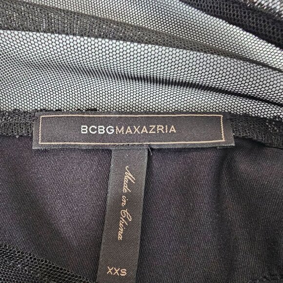 BCBGMaxAzria XXS Black Blaine Dress Mesh Sequins Midi Going Out Bodycon Club - Picture 6 of 7